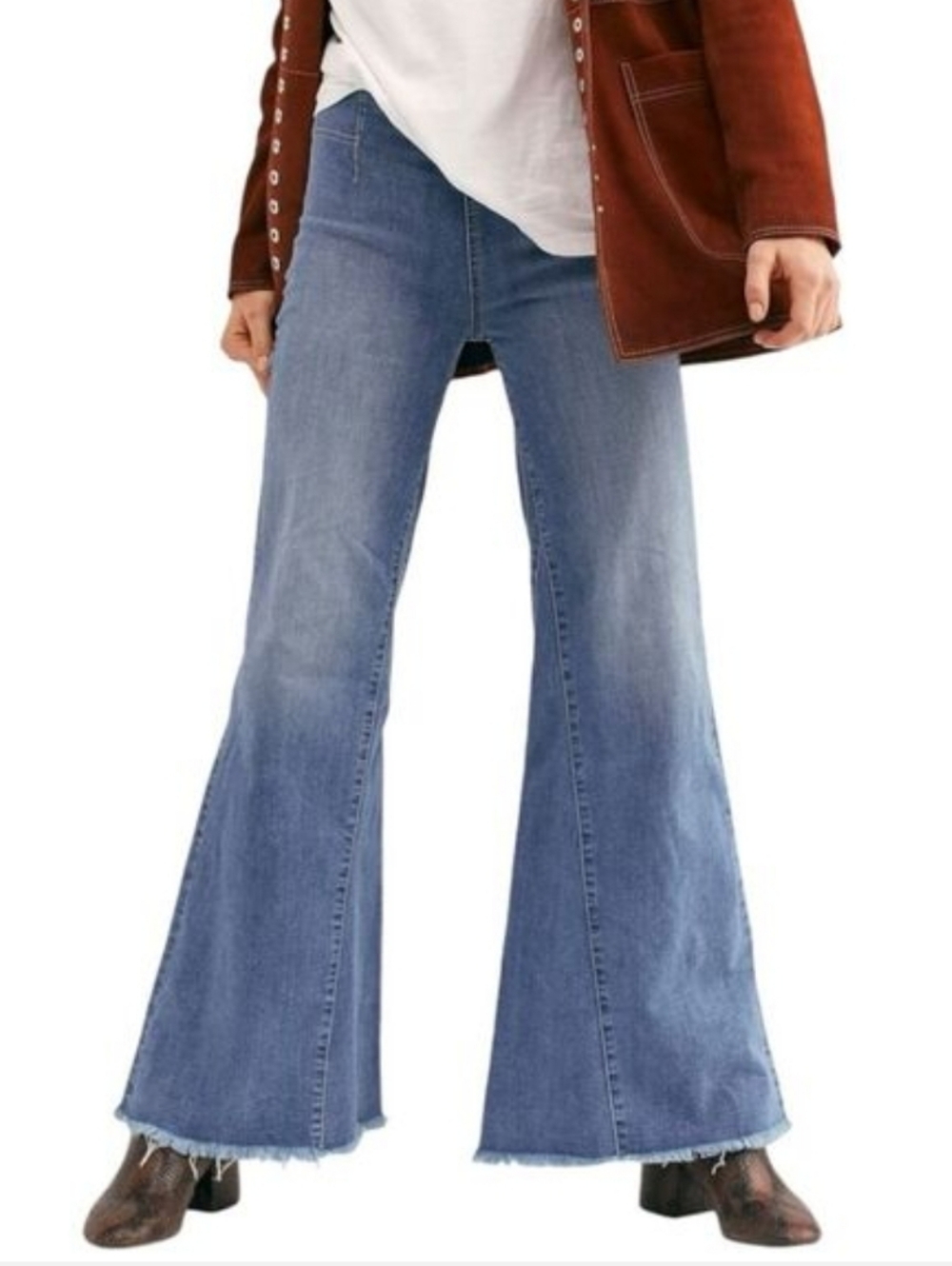 We The Free Skyline Flare Pull On Jeans Size 27 Stretch Denim Free People